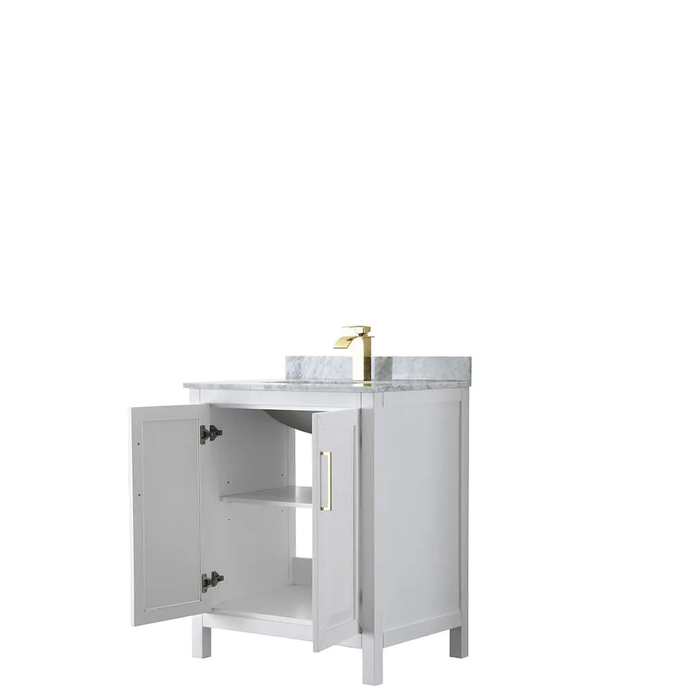 Daria 30 Inch Single Bathroom Vanity in White - Brushed Gold Trim