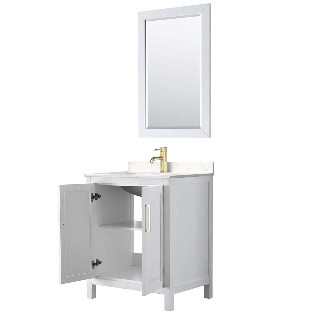 Daria 30 Inch Single Bathroom Vanity in White - Brushed Gold Trim