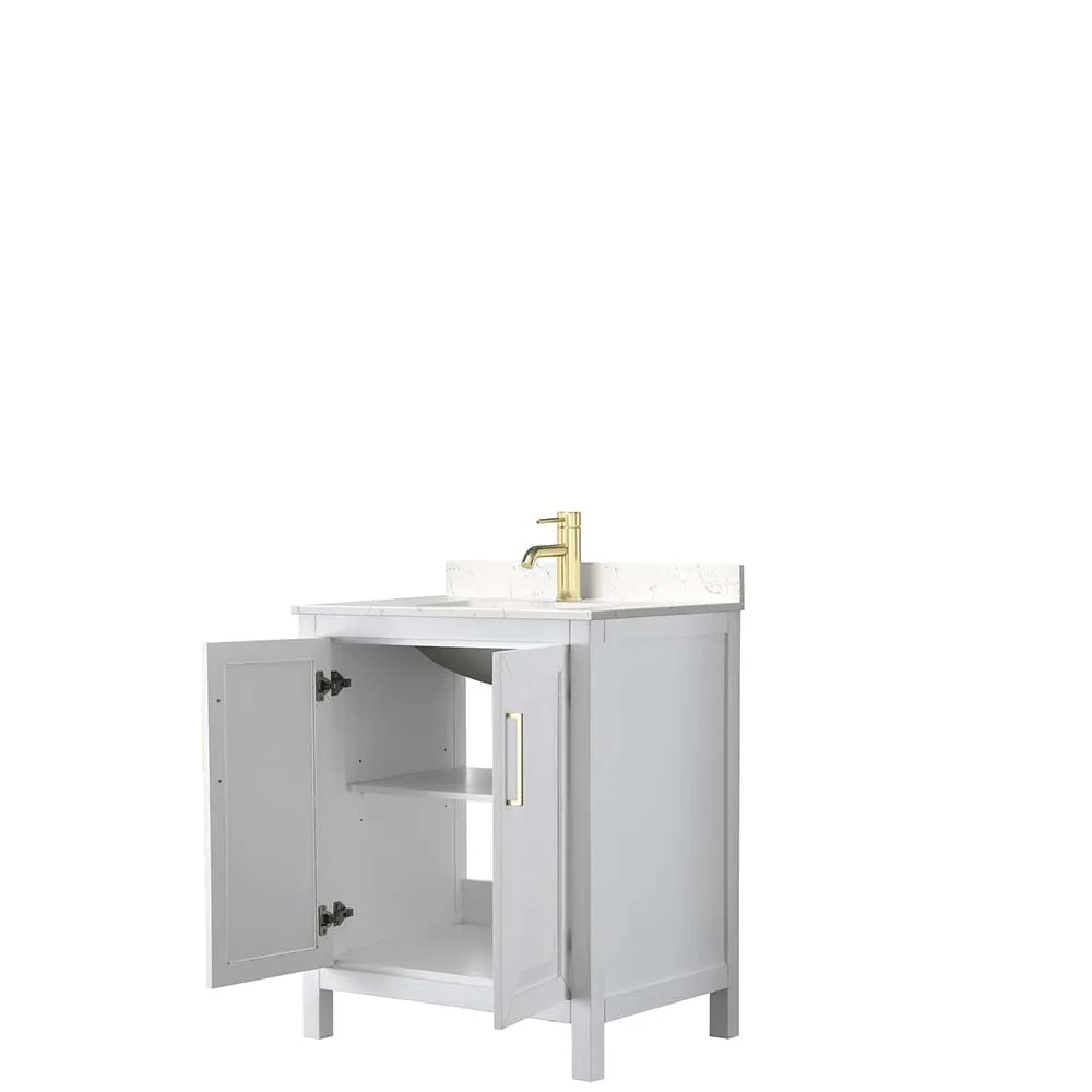 Daria 30 Inch Single Bathroom Vanity in White - Brushed Gold Trim