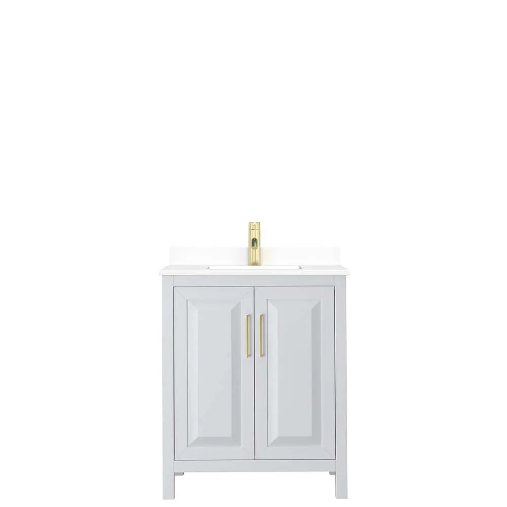 Daria 30 Inch Single Bathroom Vanity in White - Brushed Gold Trim