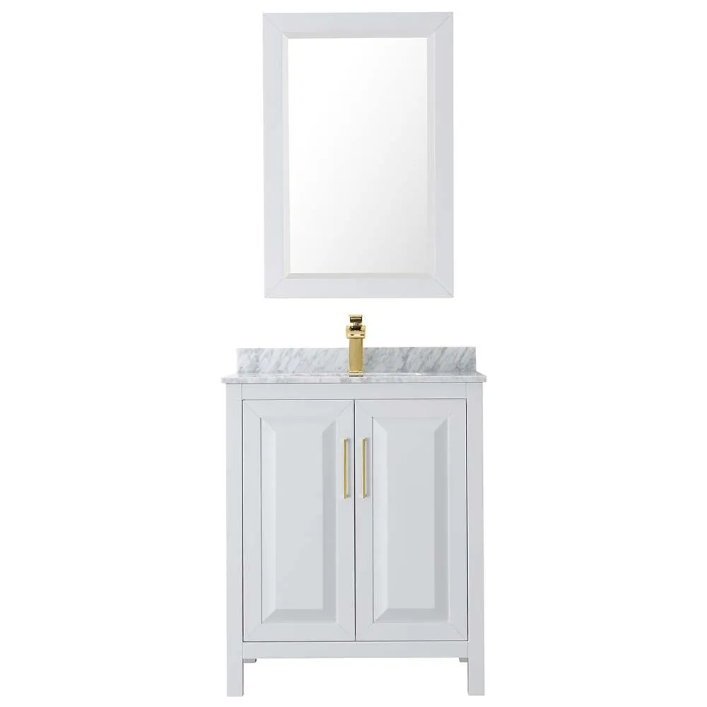 Daria 30 Inch Single Bathroom Vanity in White - Brushed Gold Trim