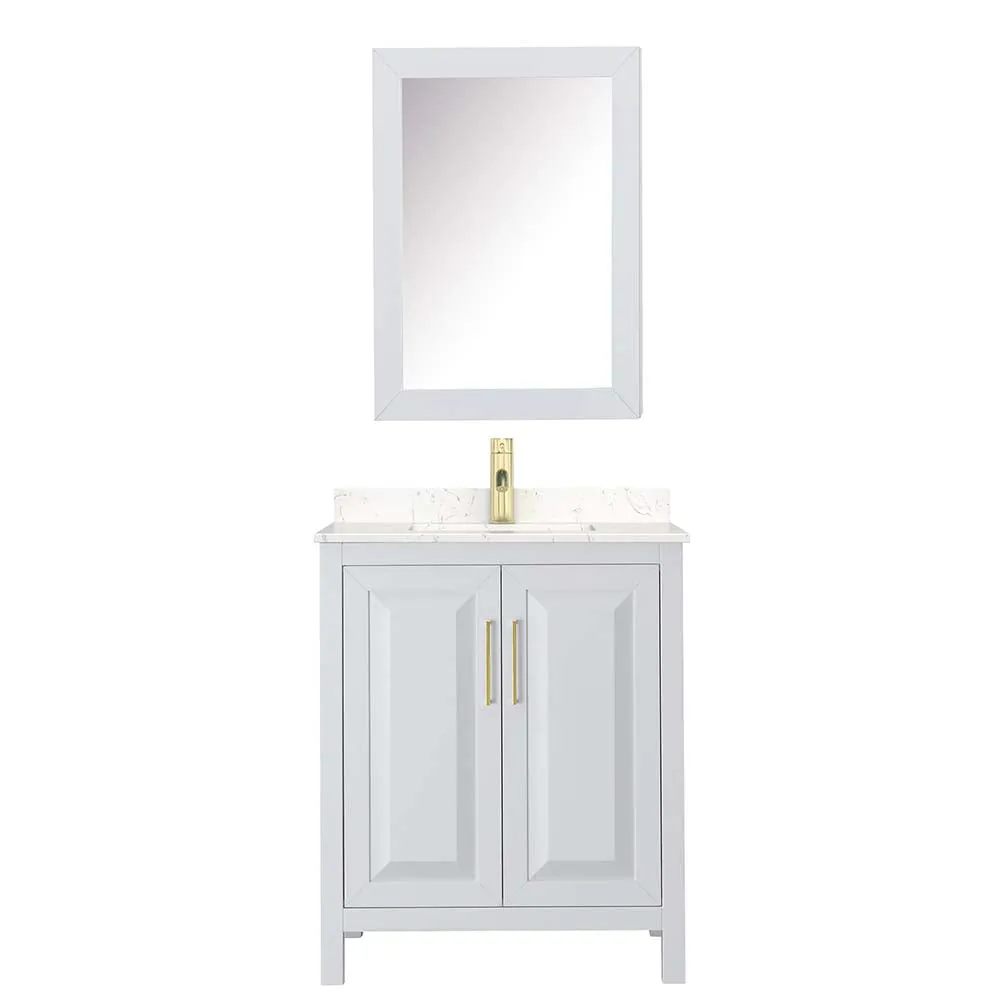 Daria 30 Inch Single Bathroom Vanity in White - Brushed Gold Trim