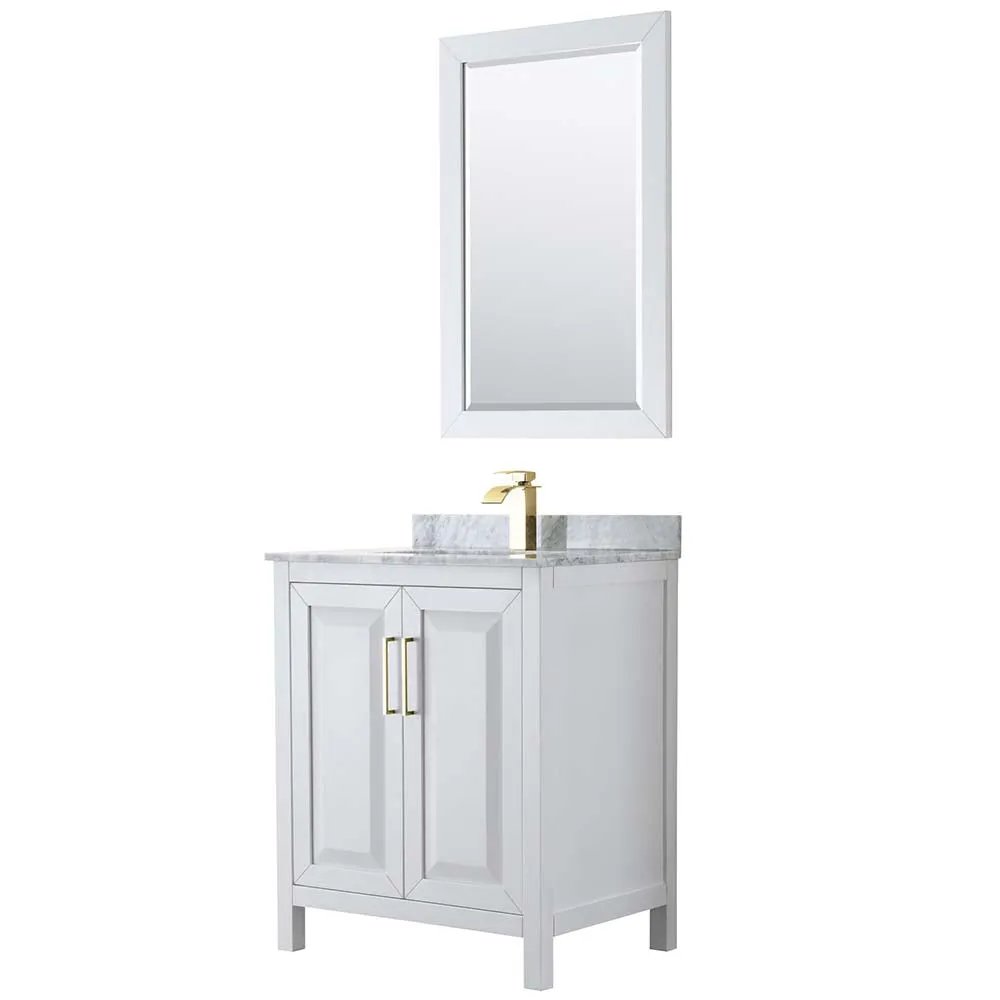 Daria 30 Inch Single Bathroom Vanity in White - Brushed Gold Trim