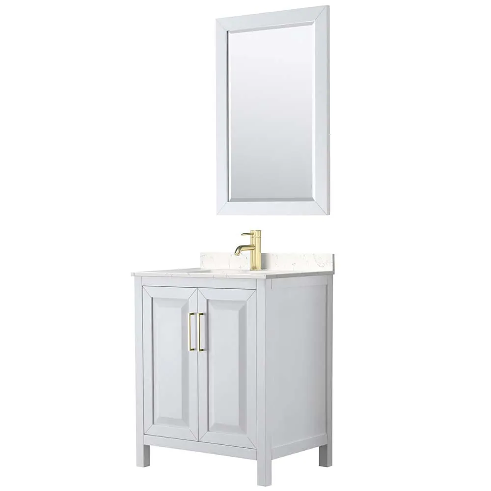Daria 30 Inch Single Bathroom Vanity in White - Brushed Gold Trim