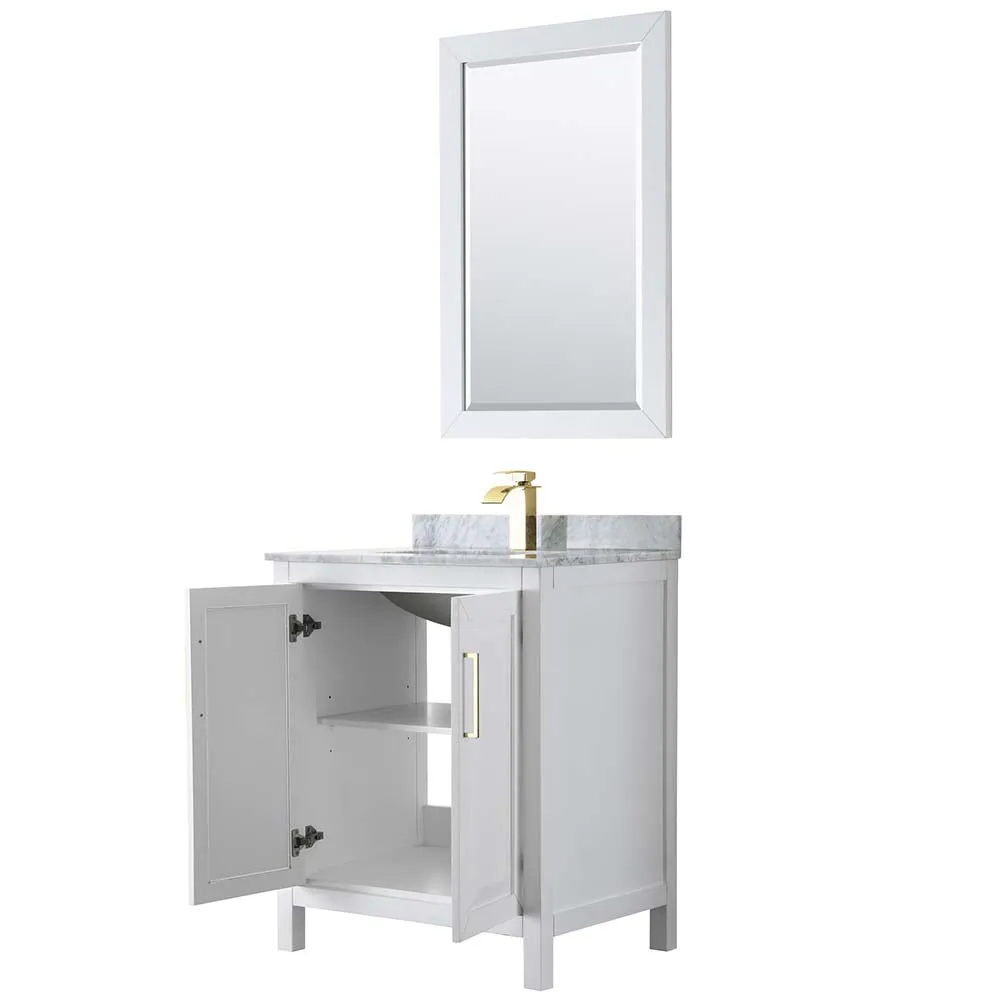 Daria 30 Inch Single Bathroom Vanity in White - Brushed Gold Trim