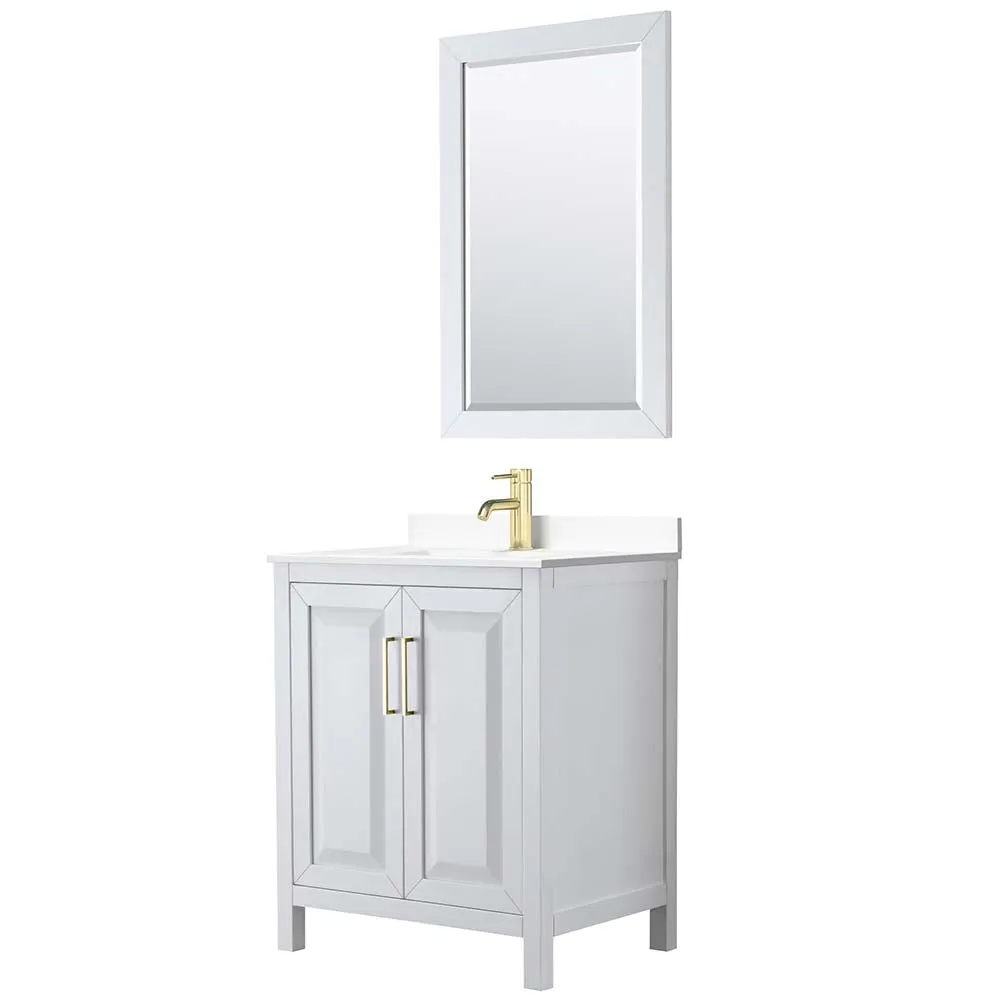 Daria 30 Inch Single Bathroom Vanity in White - Brushed Gold Trim