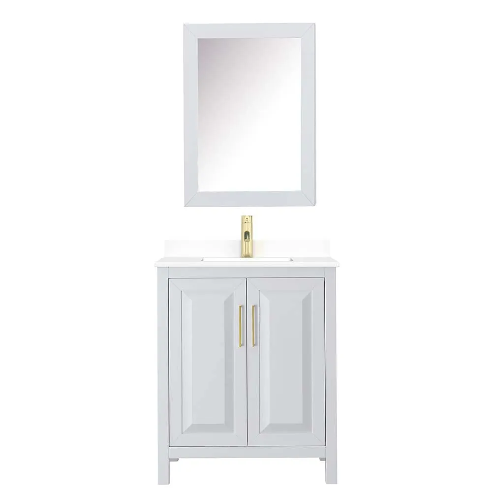 Daria 30 Inch Single Bathroom Vanity in White - Brushed Gold Trim