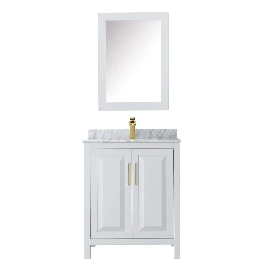 Daria 30 Inch Single Bathroom Vanity in White - Brushed Gold Trim