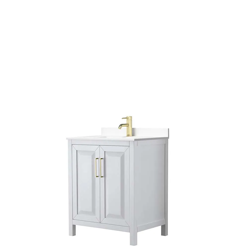 Daria 30 Inch Single Bathroom Vanity in White - Brushed Gold Trim