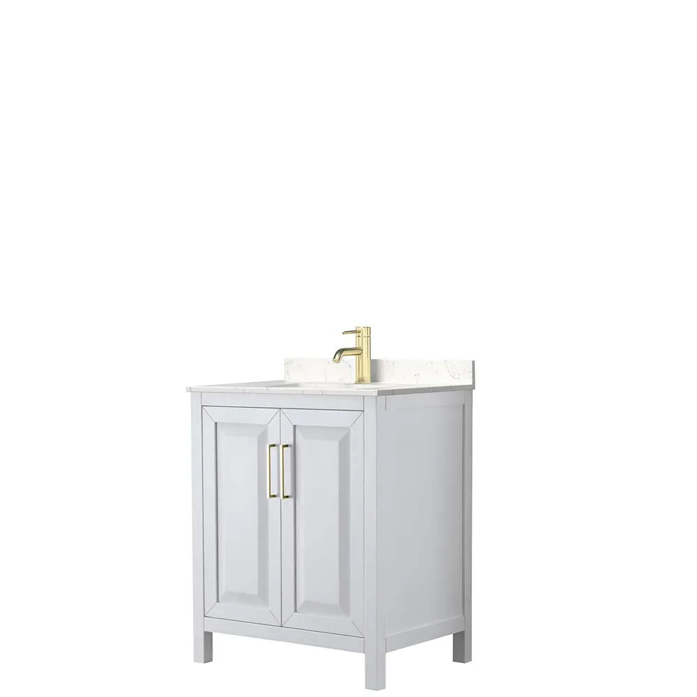 Daria 30 Inch Single Bathroom Vanity in White - Brushed Gold Trim