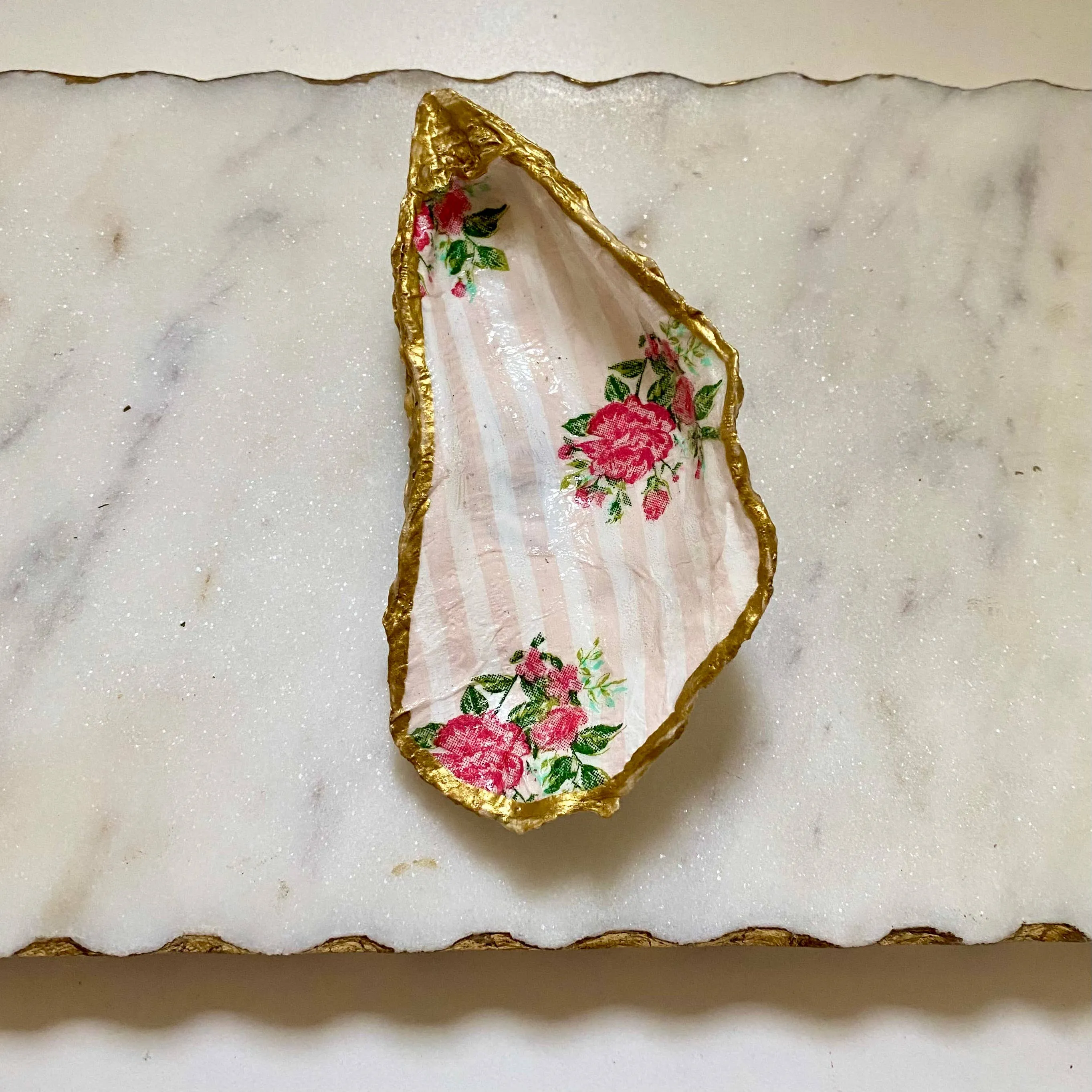 Del Mar Designs DC - Striped Rose Oyster Shell Jewelry Dish: Small