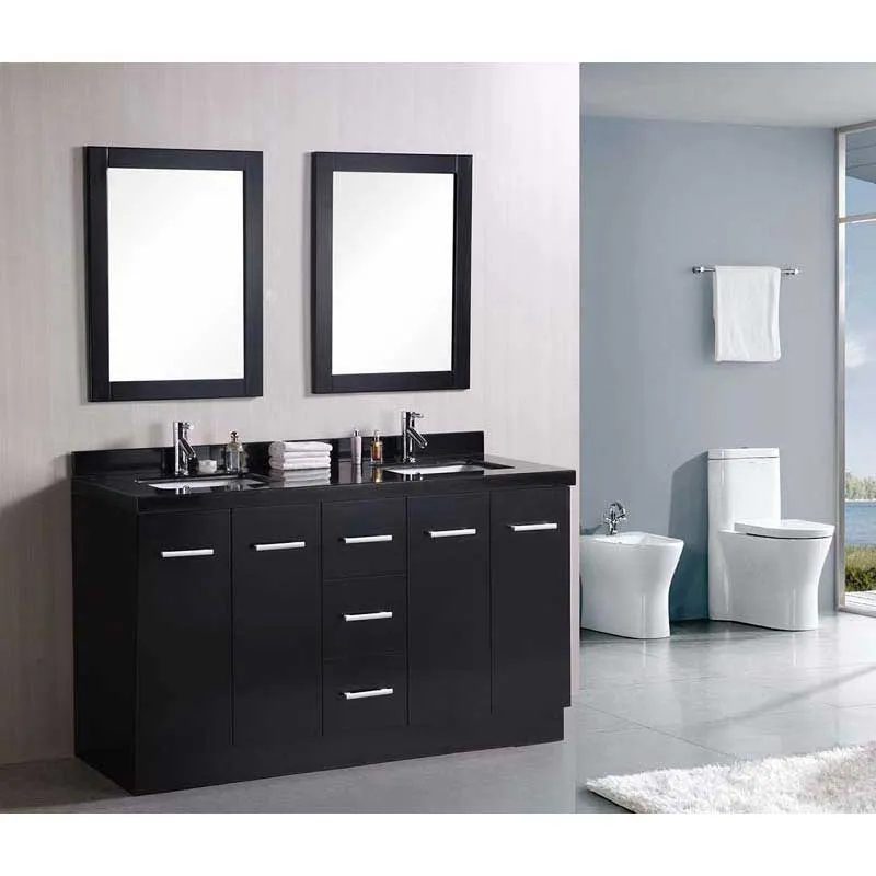 Design Element Cosmo 60" Double Sink Vanity Set in Espresso