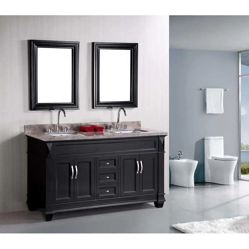 Design Element Hudson 60" Double Sink Vanity Set in Espresso