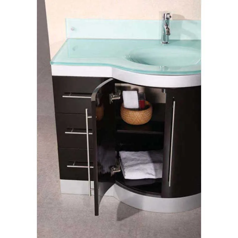 Design Element Jade 48" Single Sink Vanity Set in Espresso w/ Glass Top