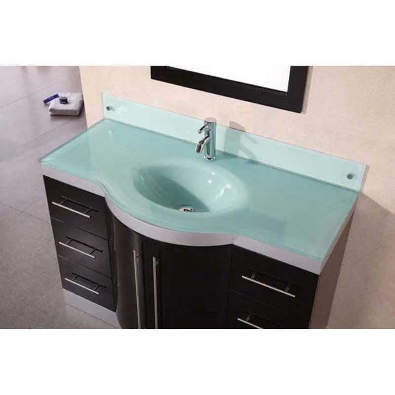 Design Element Jade 48" Single Sink Vanity Set in Espresso w/ Glass Top