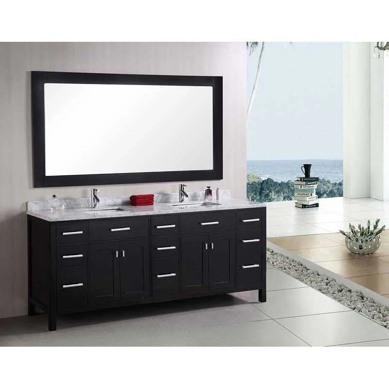 Design Element London 78" Double Sink Vanity Set in Espresso