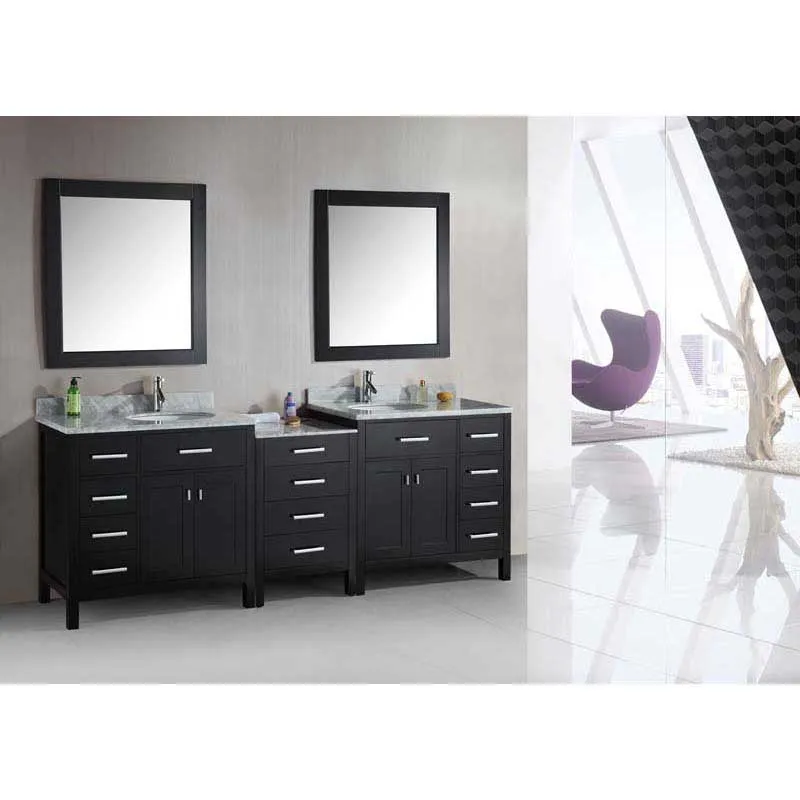 Design Element London 92" Double Sink Vanity Set in Espresso