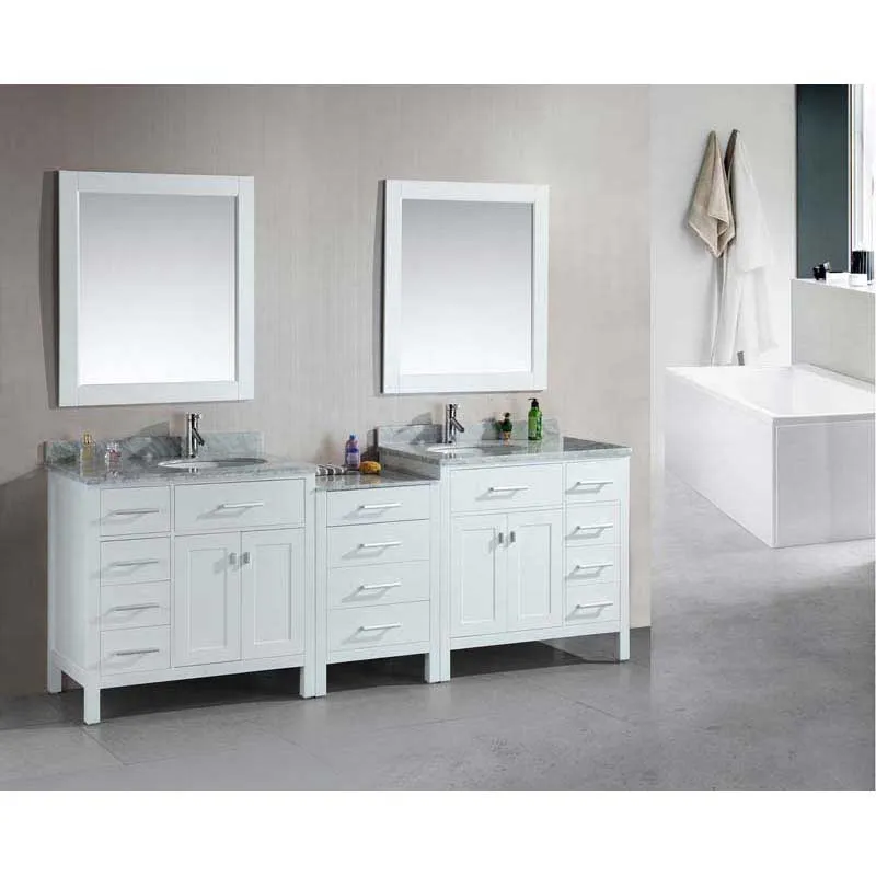 Design Element London 92" Double Sink Vanity Set in White