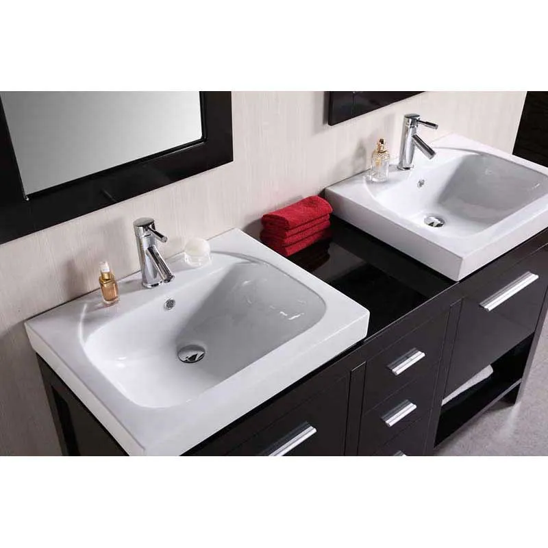 Design Element New York 60" Double Sink Vanity Set in Espresso