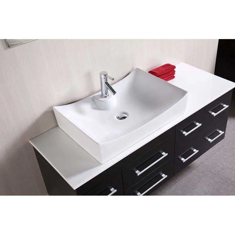 Design Element Springfield 53" Single Sink - Wall Mount Vanity Set in Espresso