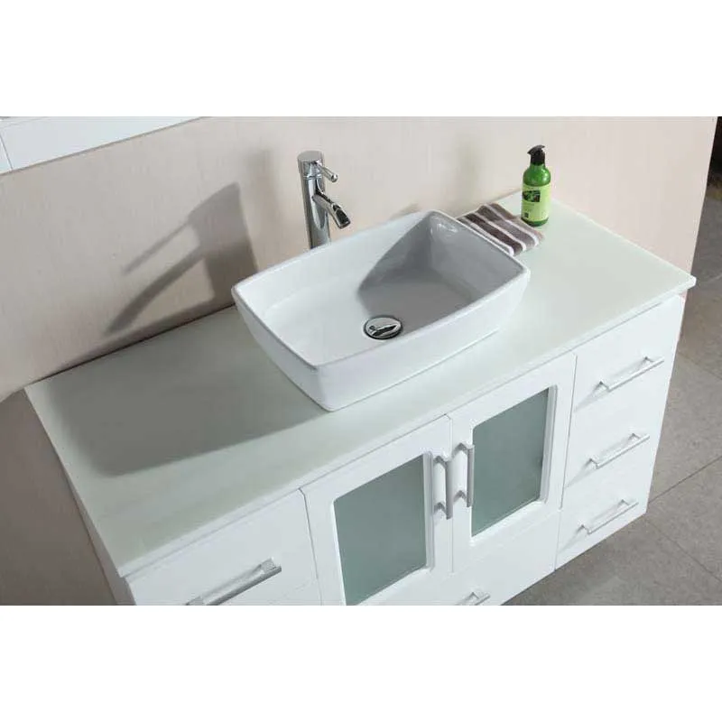 Design Element Stanton 48" Single Sink Vanity Set with Vessel Sink in White