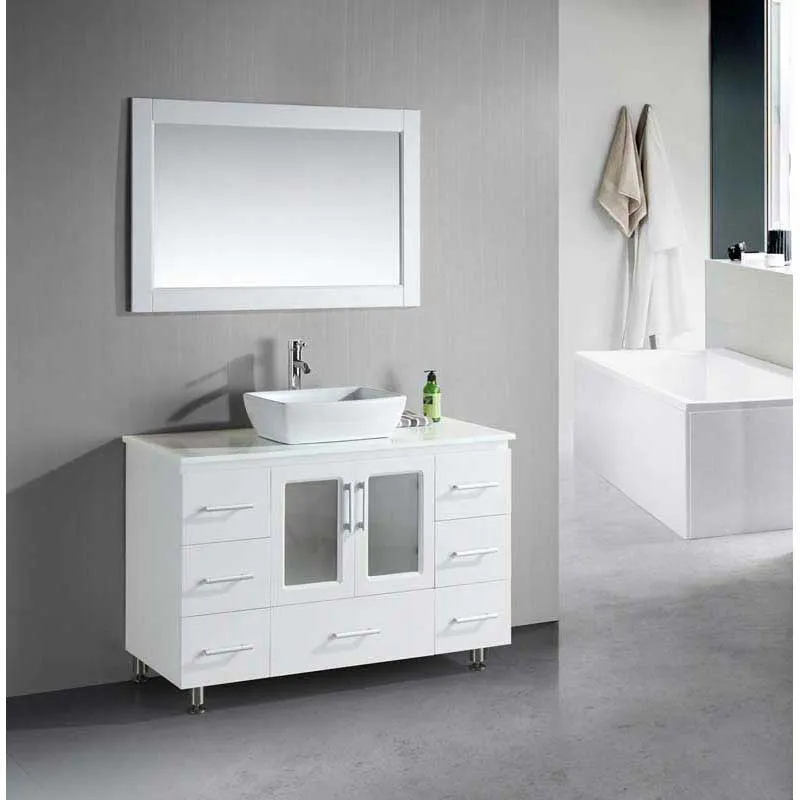 Design Element Stanton 48" Single Sink Vanity Set with Vessel Sink in White