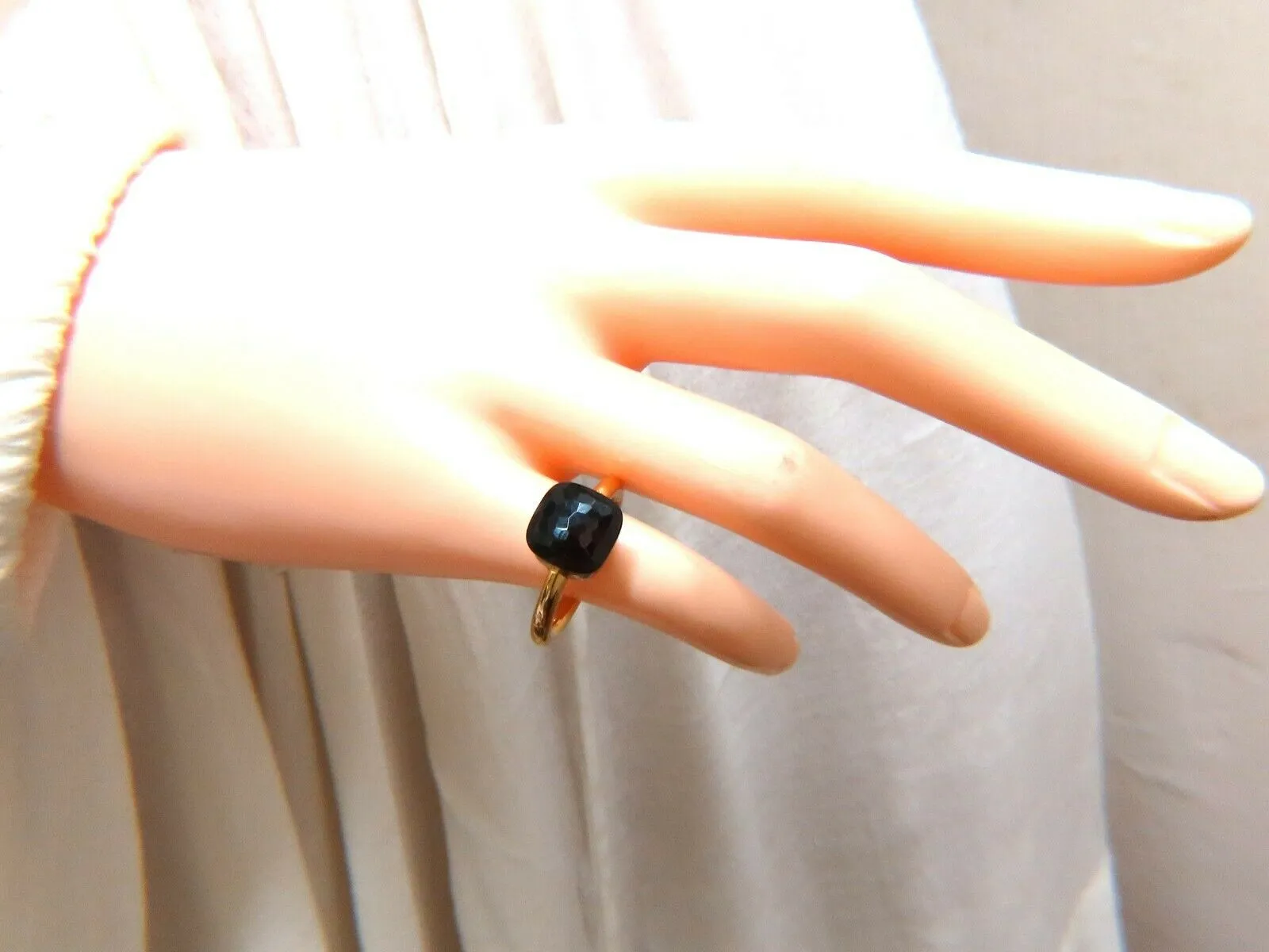 Designer 10x10 mm Natural Jet Black Onyx Ring 18 Karat