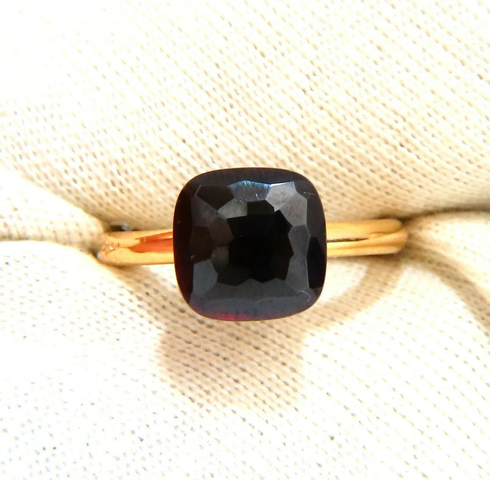 Designer 10x10 mm Natural Jet Black Onyx Ring 18 Karat