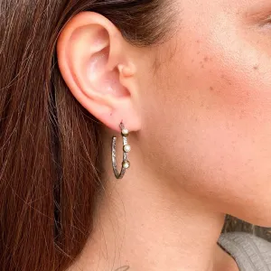 Designer White Pearls Mixed Metal Hoops
