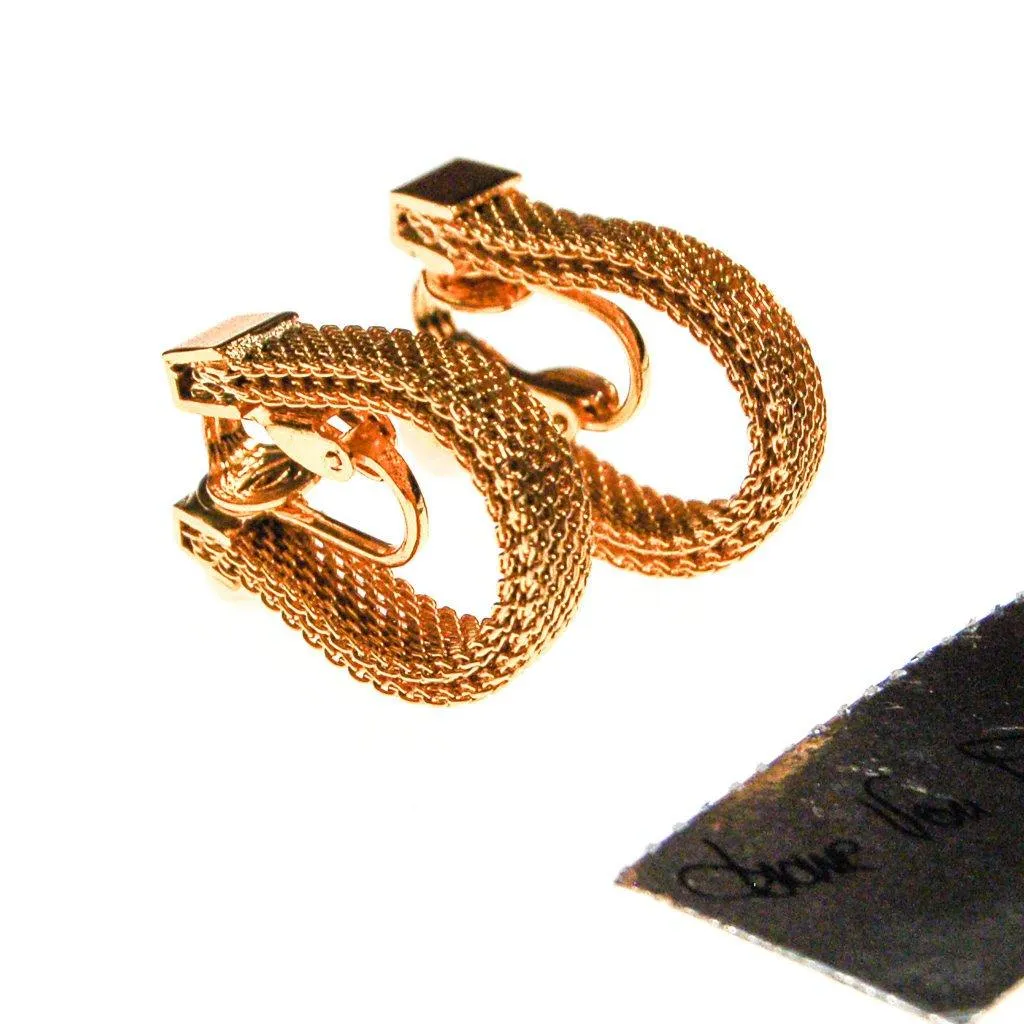 Diane von Furstenberg Gold Mesh Huggie Hoop Earrings