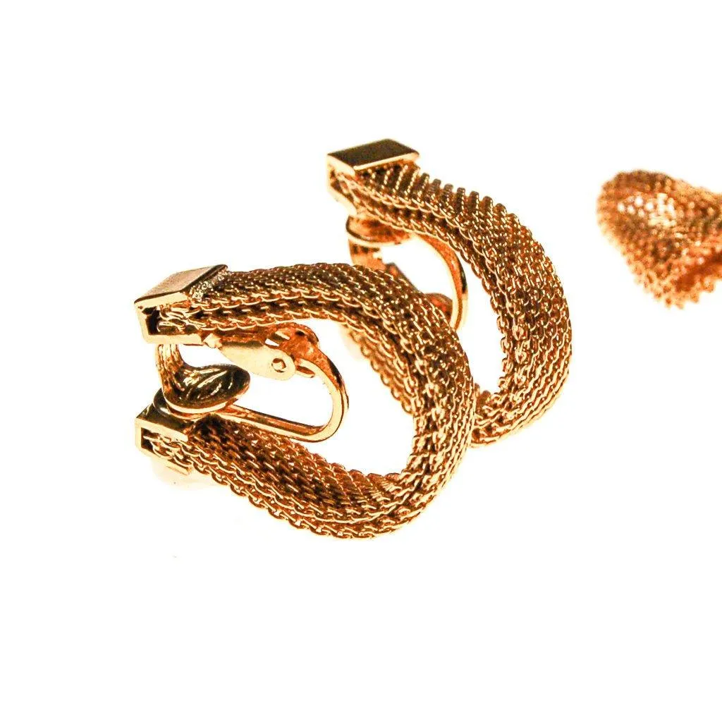 Diane von Furstenberg Gold Mesh Huggie Hoop Earrings