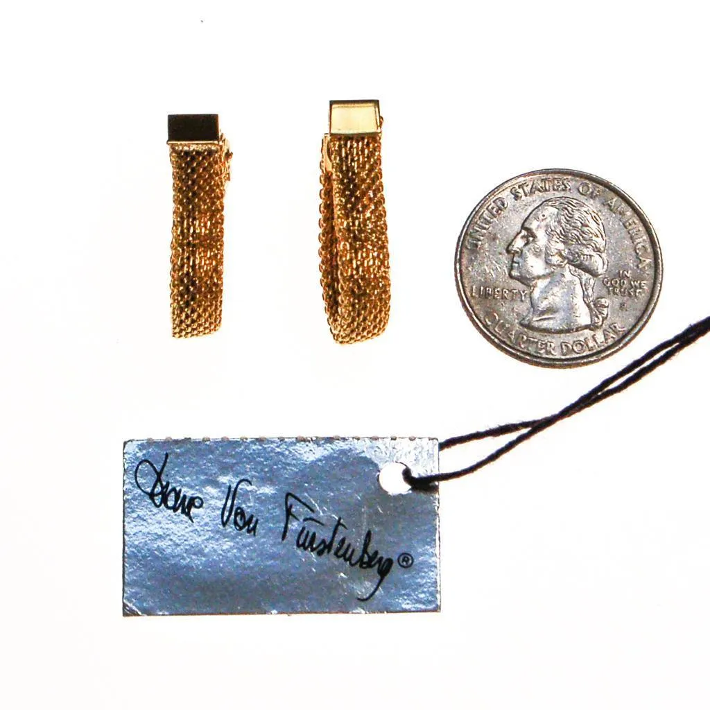 Diane von Furstenberg Gold Mesh Huggie Hoop Earrings