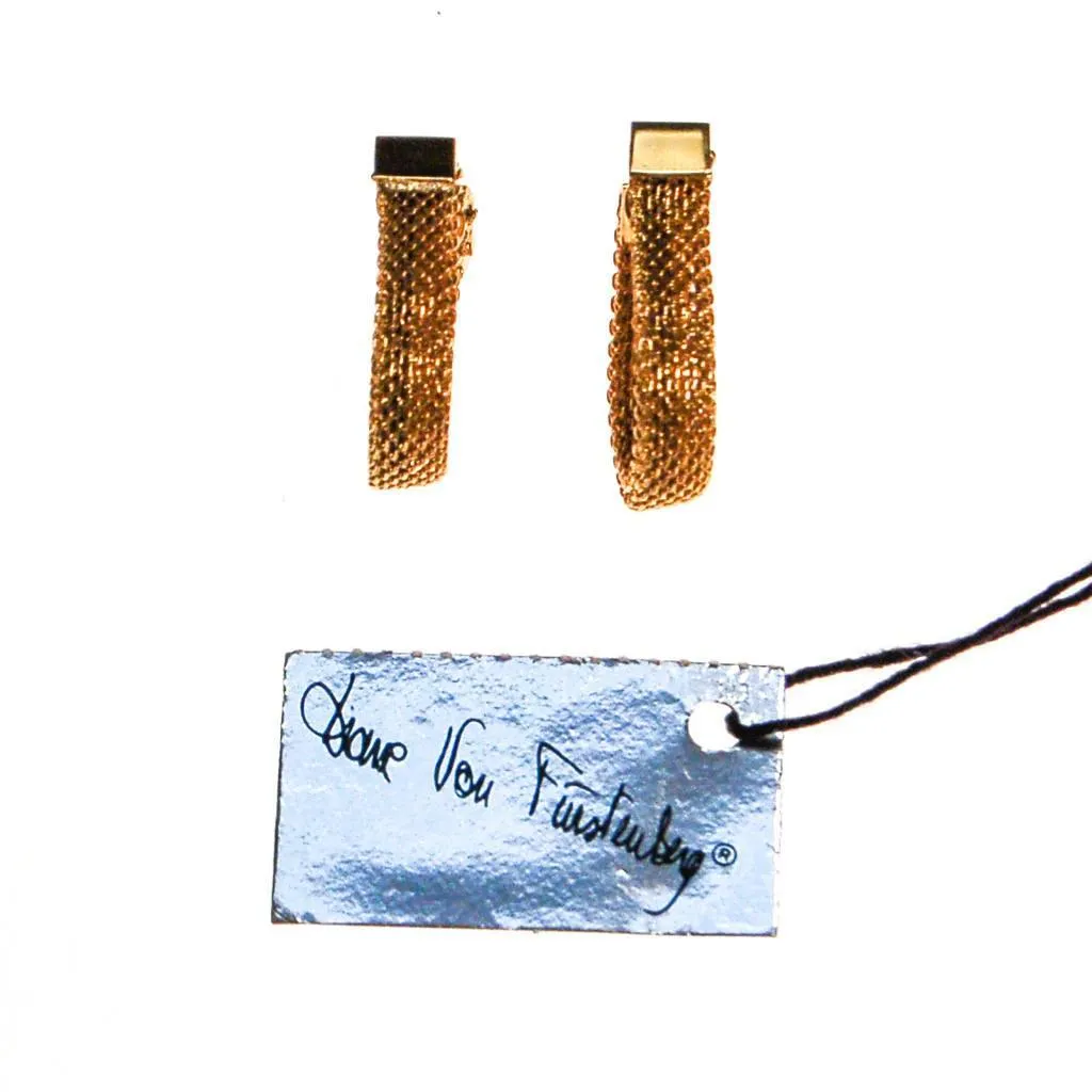 Diane von Furstenberg Gold Mesh Huggie Hoop Earrings