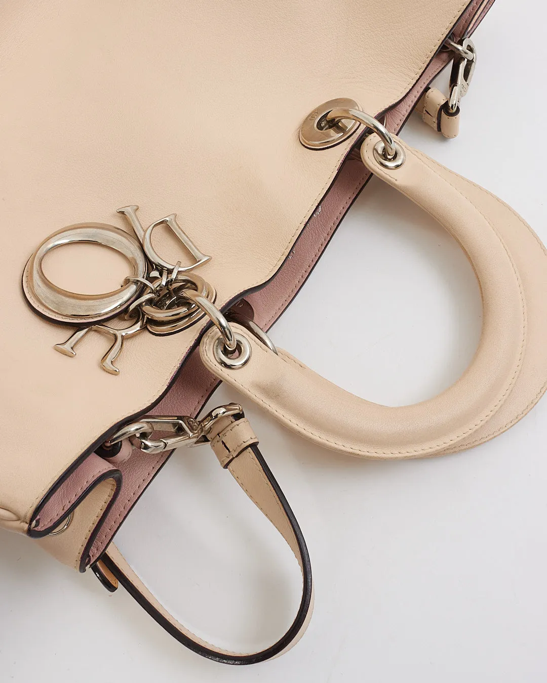 Dior White Leather Diorissimo Tote - with strap
