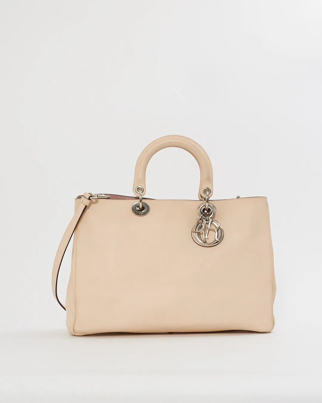 Dior White Leather Diorissimo Tote - with strap