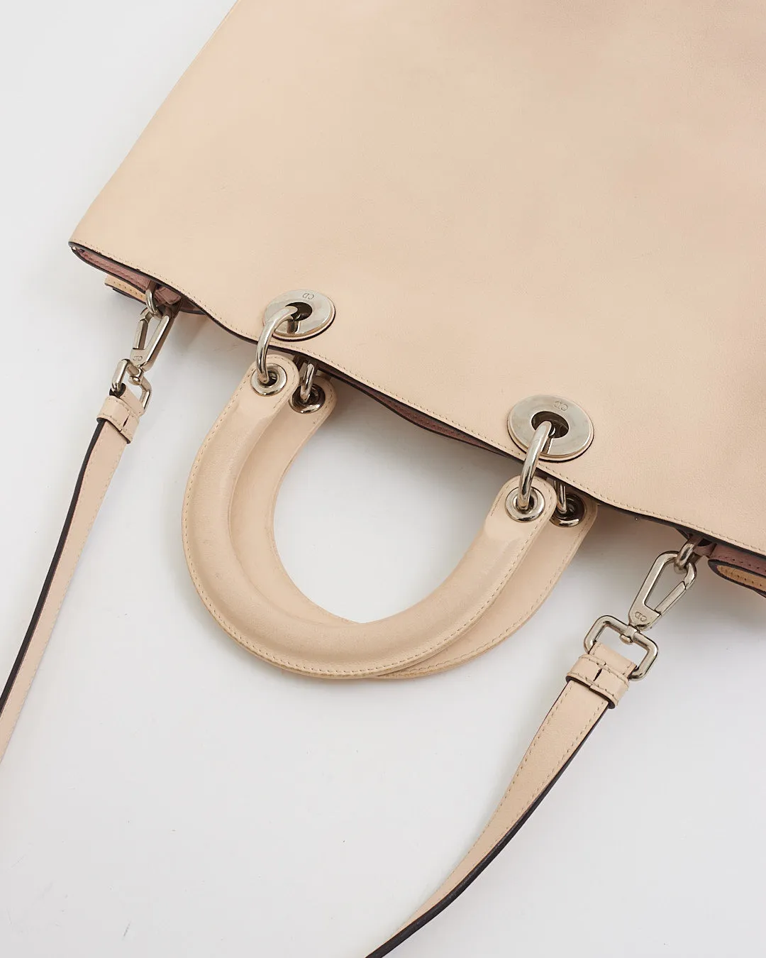 Dior White Leather Diorissimo Tote - with strap