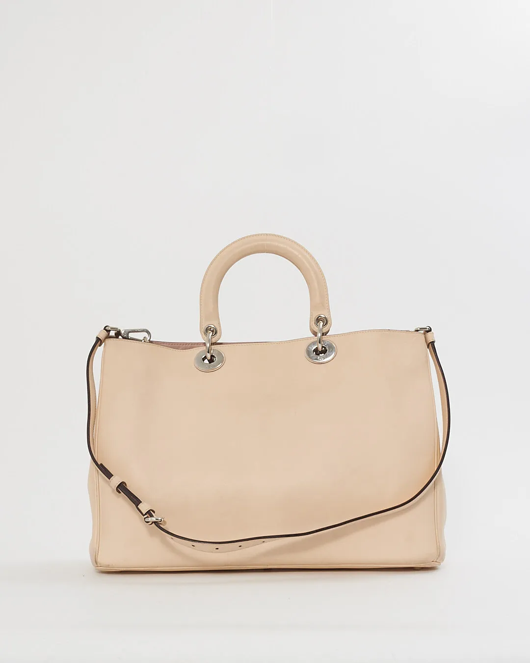 Dior White Leather Diorissimo Tote - with strap