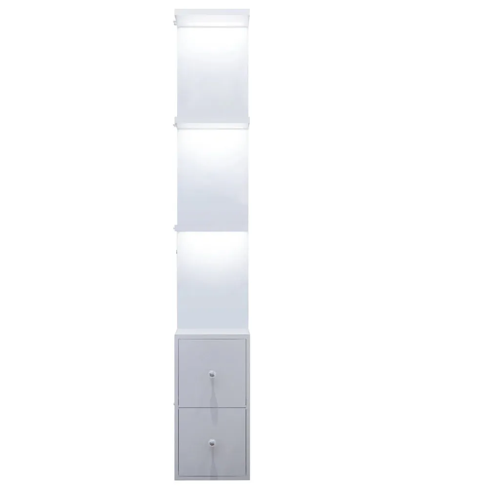 Display Shelves with LED Lights and Large Storage Drawer
