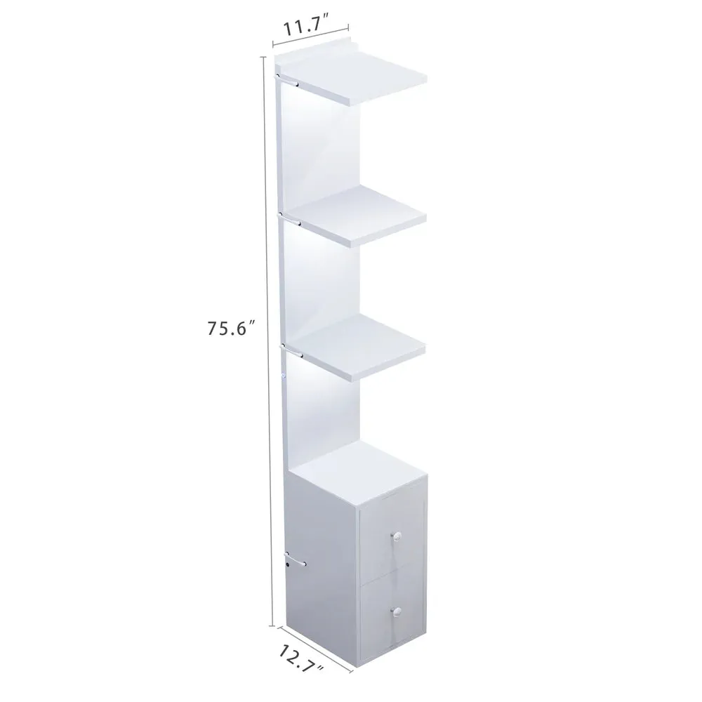 Display Shelves with LED Lights and Large Storage Drawer