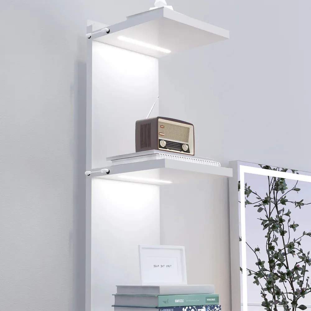 Display Shelves with LED Lights and Large Storage Drawer