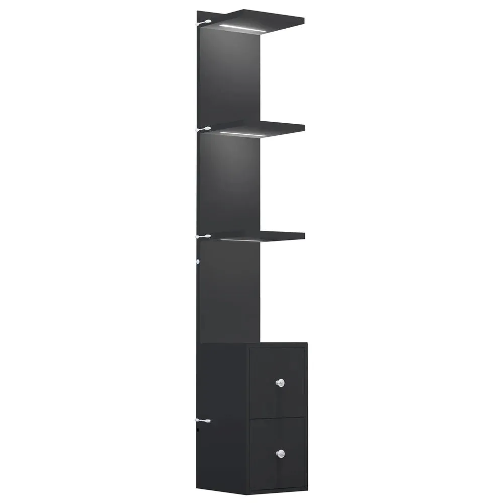 Display Shelves with LED Lights and Large Storage Drawer