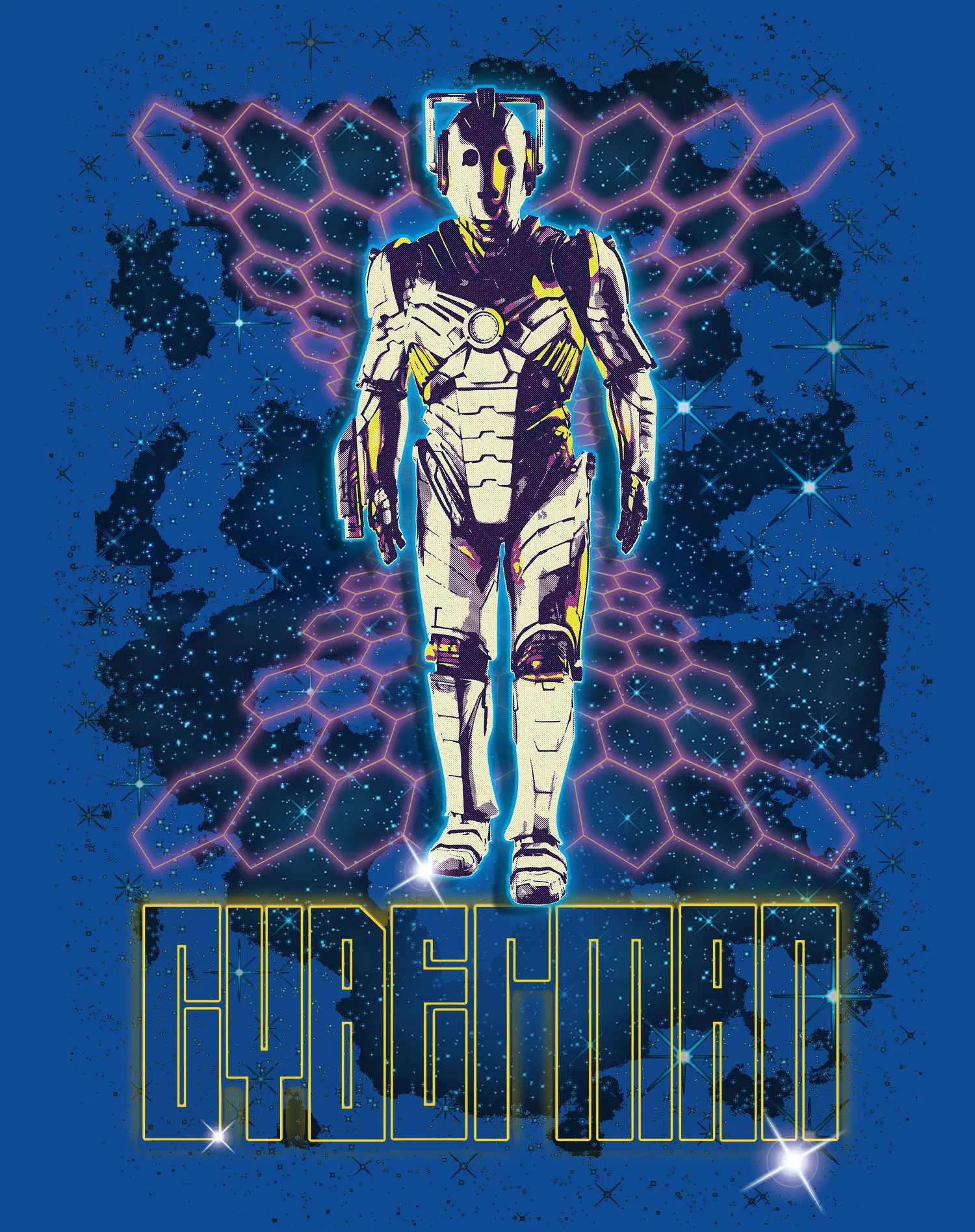 Doctor Who 80s Neon Cyberman Official Men's T-shirt