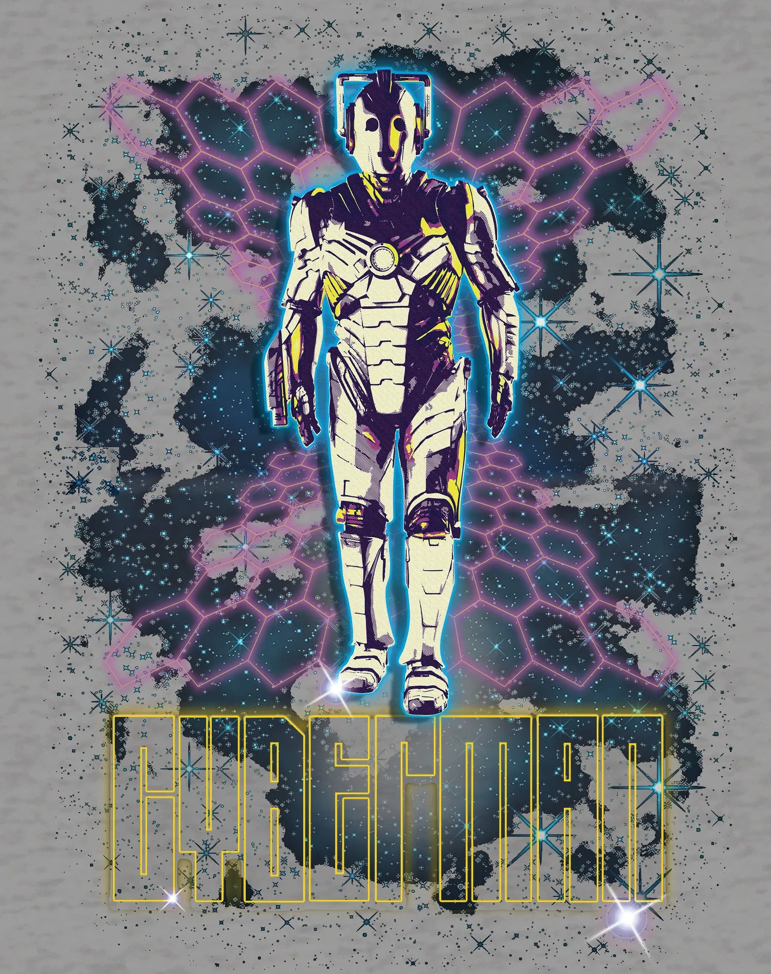 Doctor Who 80s Neon Cyberman Official Men's T-shirt