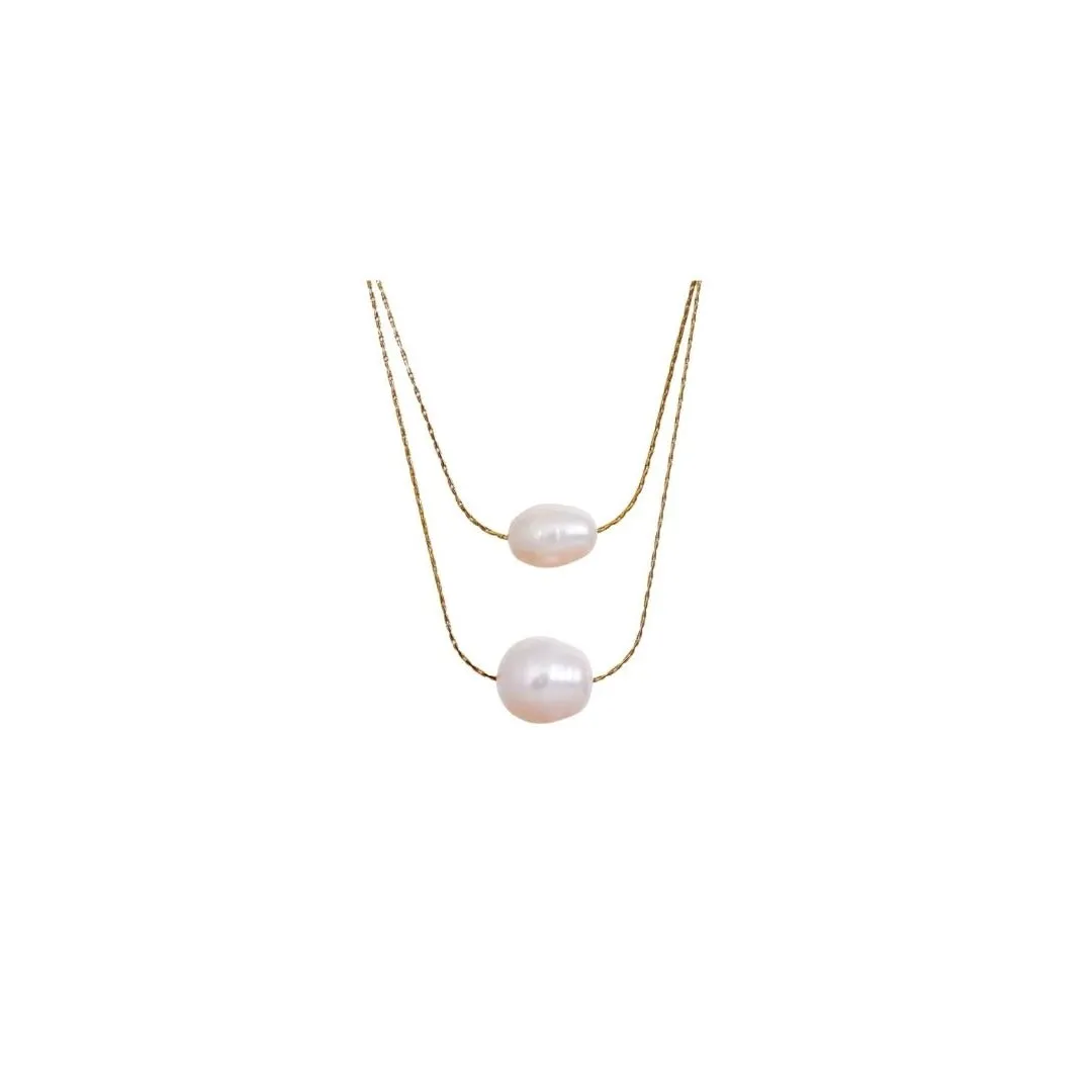 Double Chain Dainty Fresh Water Pearl Necklace | Erika Williner Designs