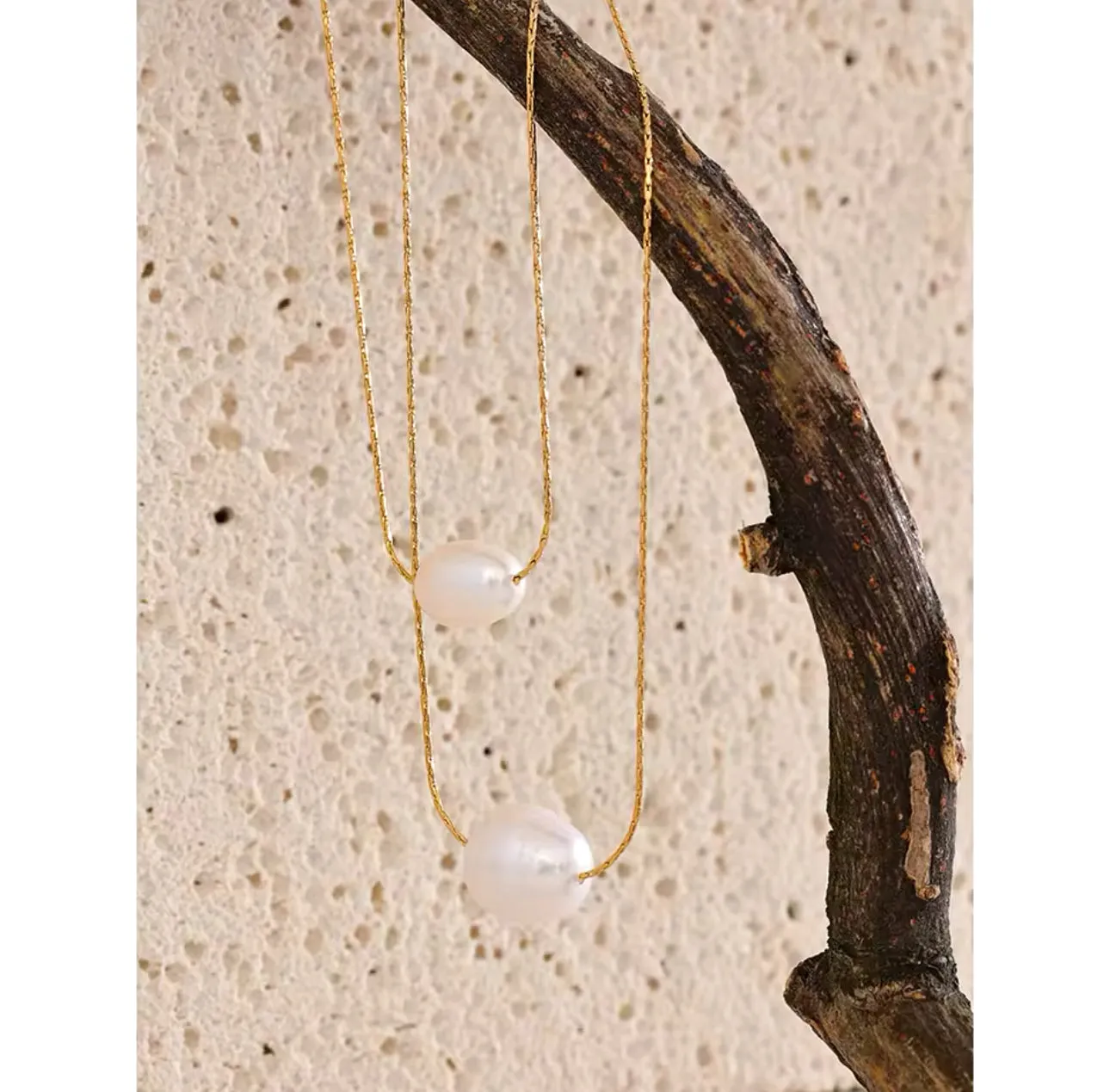 Double Chain Dainty Fresh Water Pearl Necklace | Erika Williner Designs
