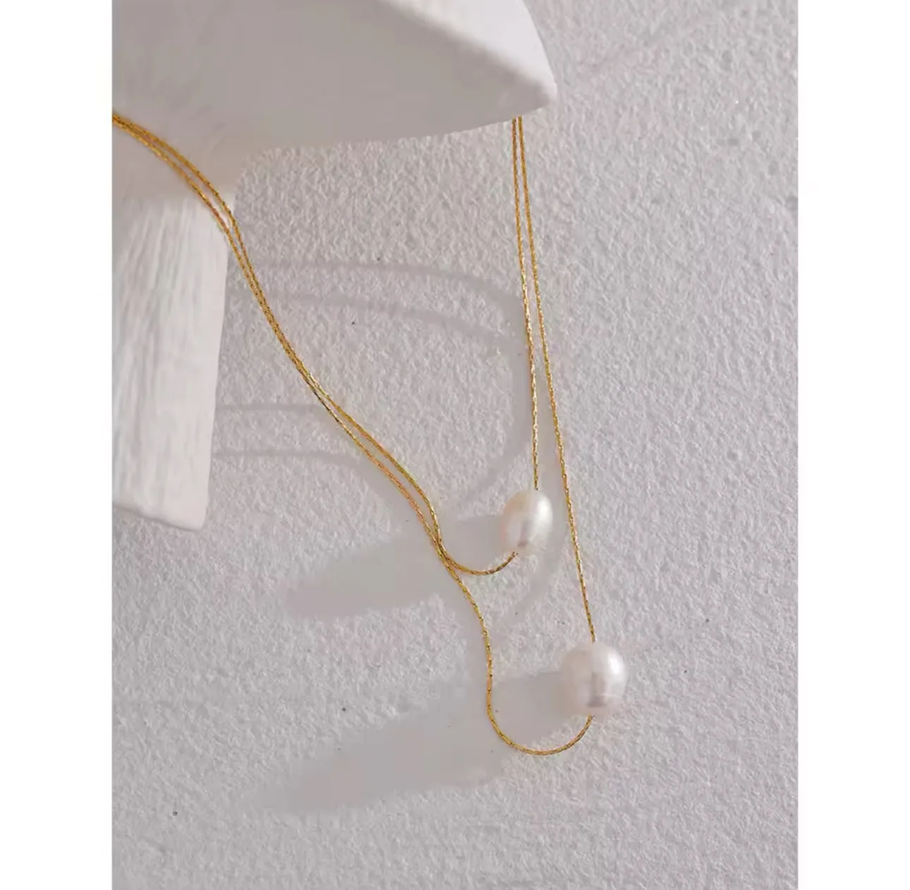 Double Chain Dainty Fresh Water Pearl Necklace | Erika Williner Designs