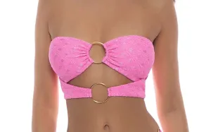 Double Loop Bandeau Crop-Strappy Loop Scrunch Bikini