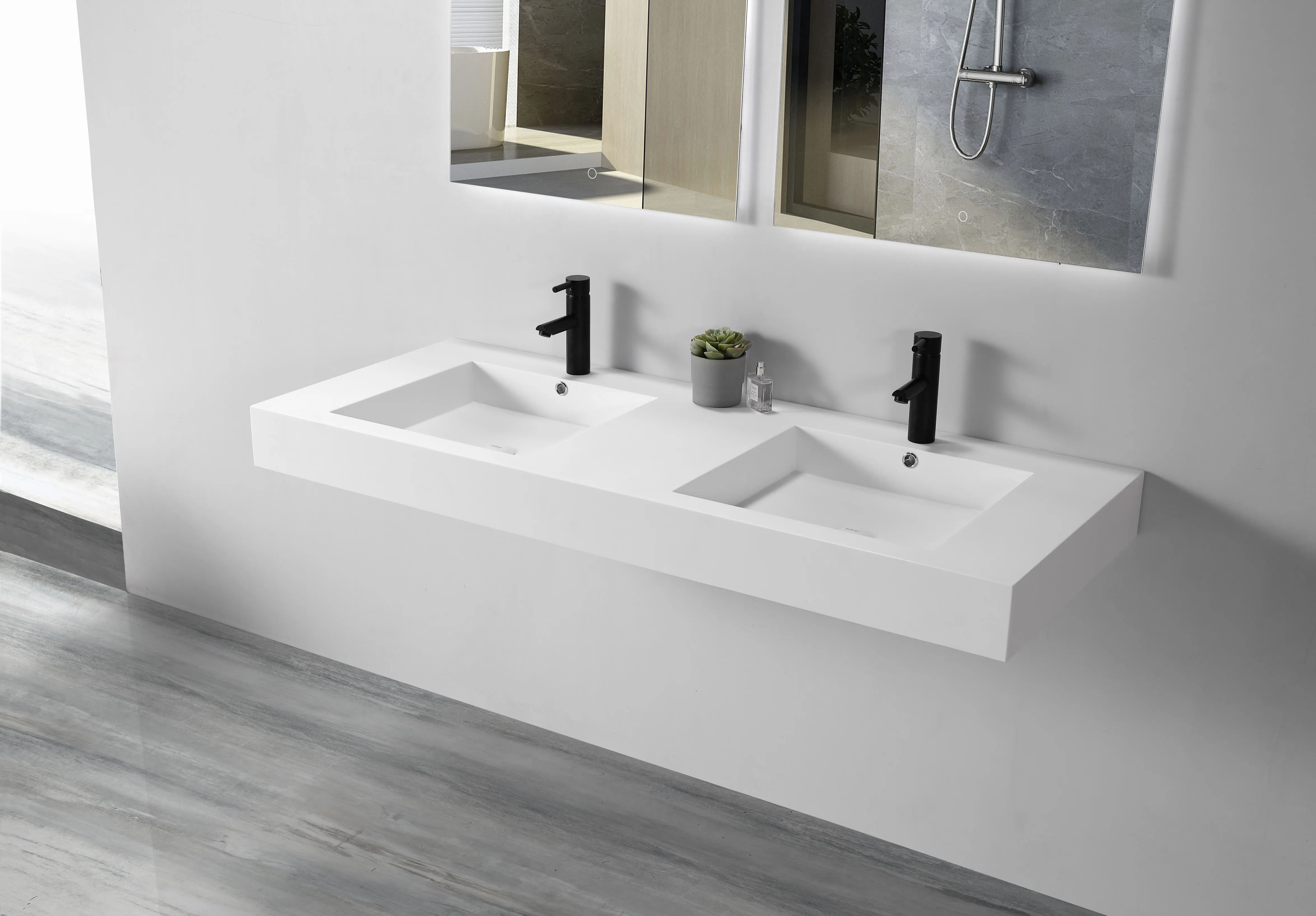 Double Square Bowl Basin - 1500mm - B1122