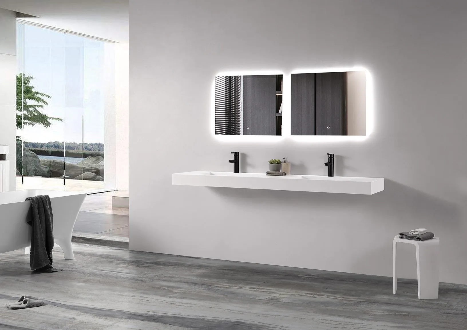 Double Wall Hung Ramp Basin - Extra Long 1804mm - B1298
