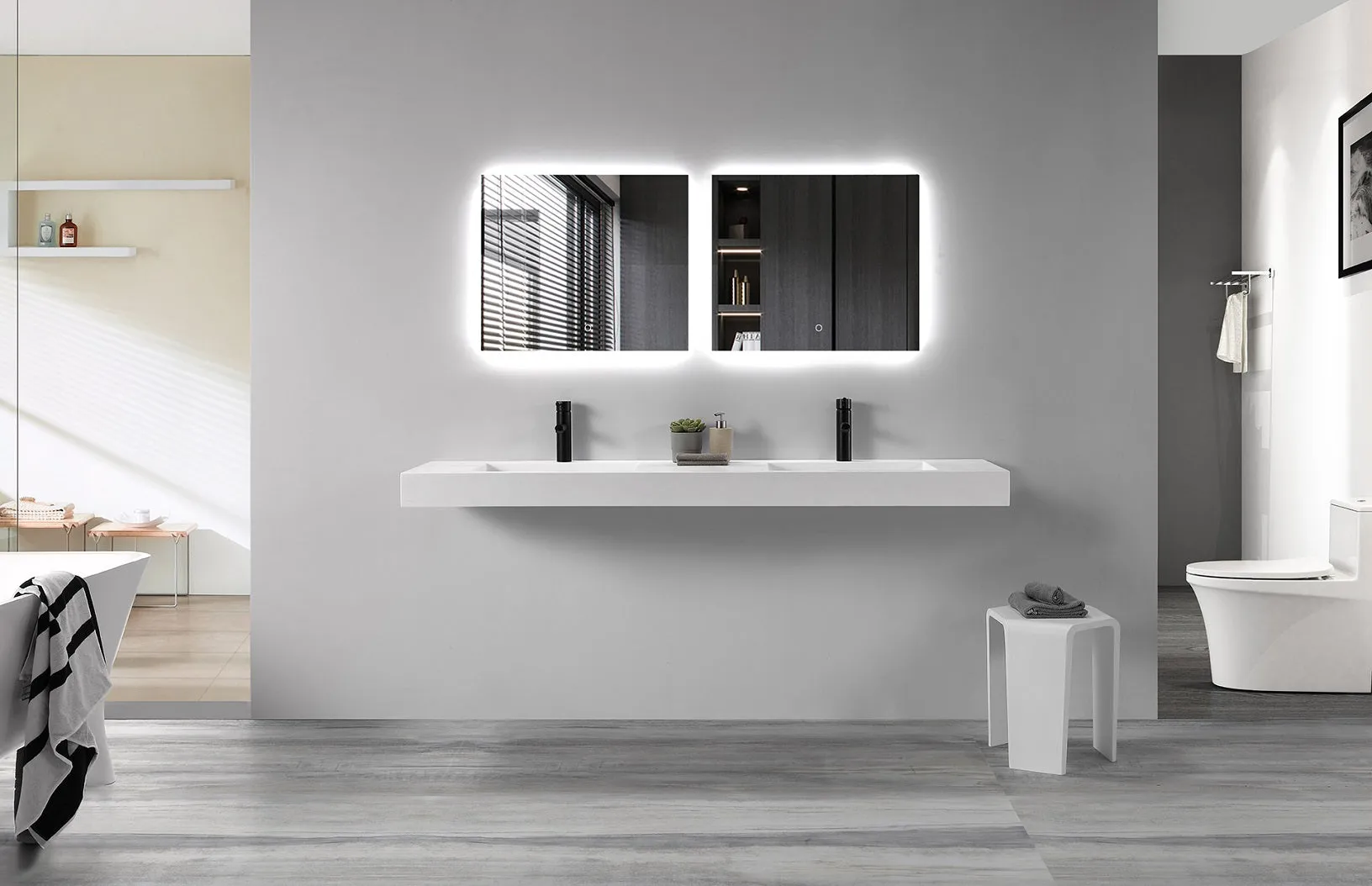 Double Wall Hung Ramp Basin - Extra Long 1804mm - B1298